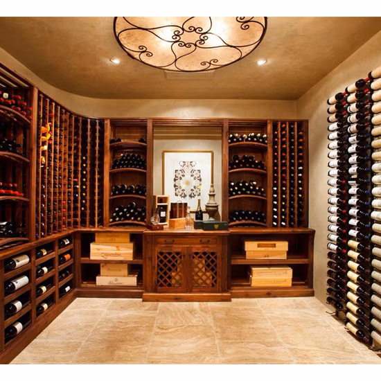 Modern Popular Customized Floating Wooden Wine Bottle Shelf and Wine Glass Drying Display Rack