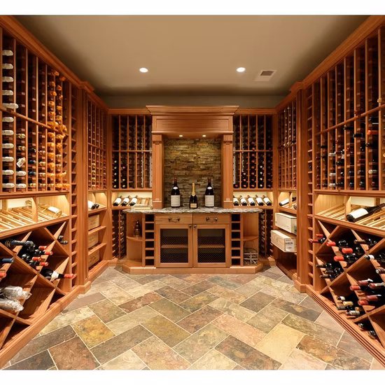 Modern Popular Customized Floating Wooden Wine Bottle Shelf and Wine Glass Drying Display Rack