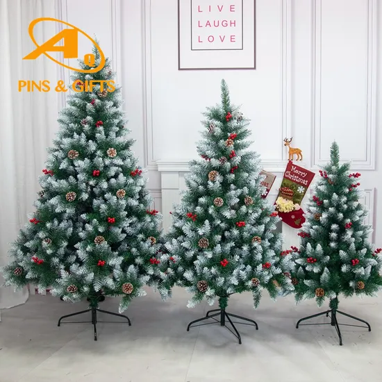 1.8m 6FT Prelit PVC Artificial Christmas Tree with LED Lights Custom 5FT 7FT Flocked PE Pine Outdoor Xmas White Green Navidad