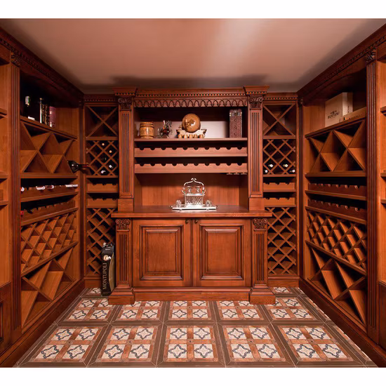 Modern Popular Customized Floating Wooden Wine Bottle Shelf and Wine Glass Drying Display Rack