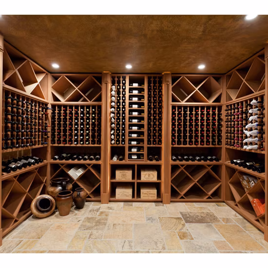 Modern Popular Customized Floating Wooden Wine Bottle Shelf and Wine Glass Drying Display Rack