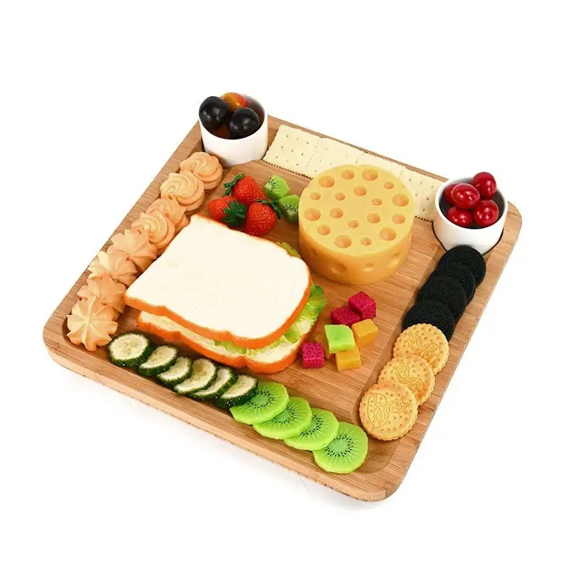 Exquisite Bamboo Cheese Board Charcuterie Set with Slide-out Drawers Cutlery for Meat and Wine